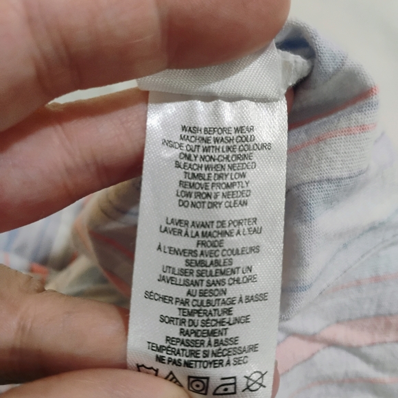 Women's White Striped Cotton Cropped Pajama Pants with Pink & Light Blue Stripes - Picture 5 of 10